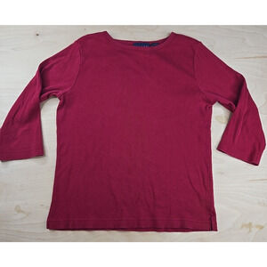 Crazy Horse Liz Claiborne Ribbed Red 3/4 Sleeve Sweater Top Womens Size Large L